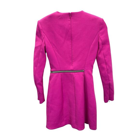 Alexander Wang Fuchsia Long Sleeve Mini Dress Asymmetric Zip Cotton Blend sz 2 - Picture 9 of 15